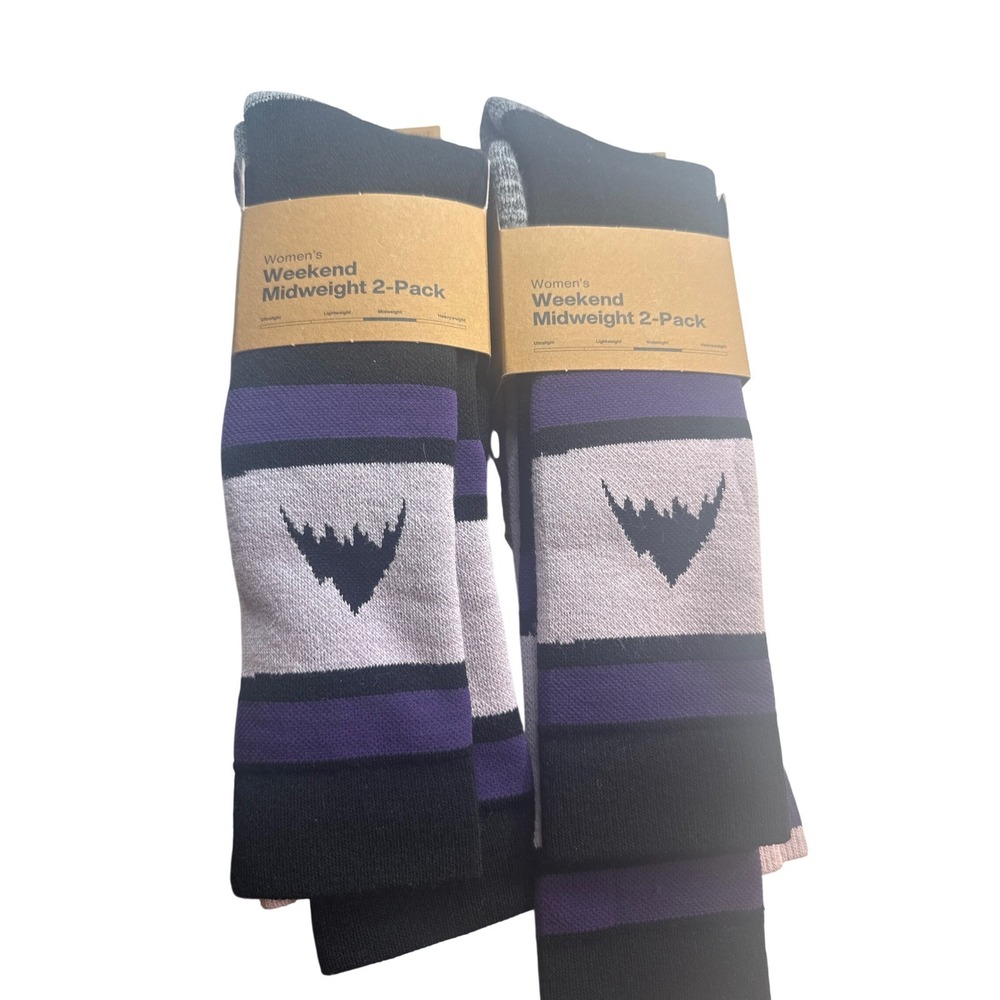 Burton Womens Weekend Midweight Ski Socks 4 Pairs Black Lavender S/M NWT